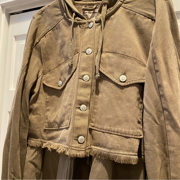 We The Free x Free People Reese Layered Military Utility Cargo Denim Jacket | M - Picture 8 of 11